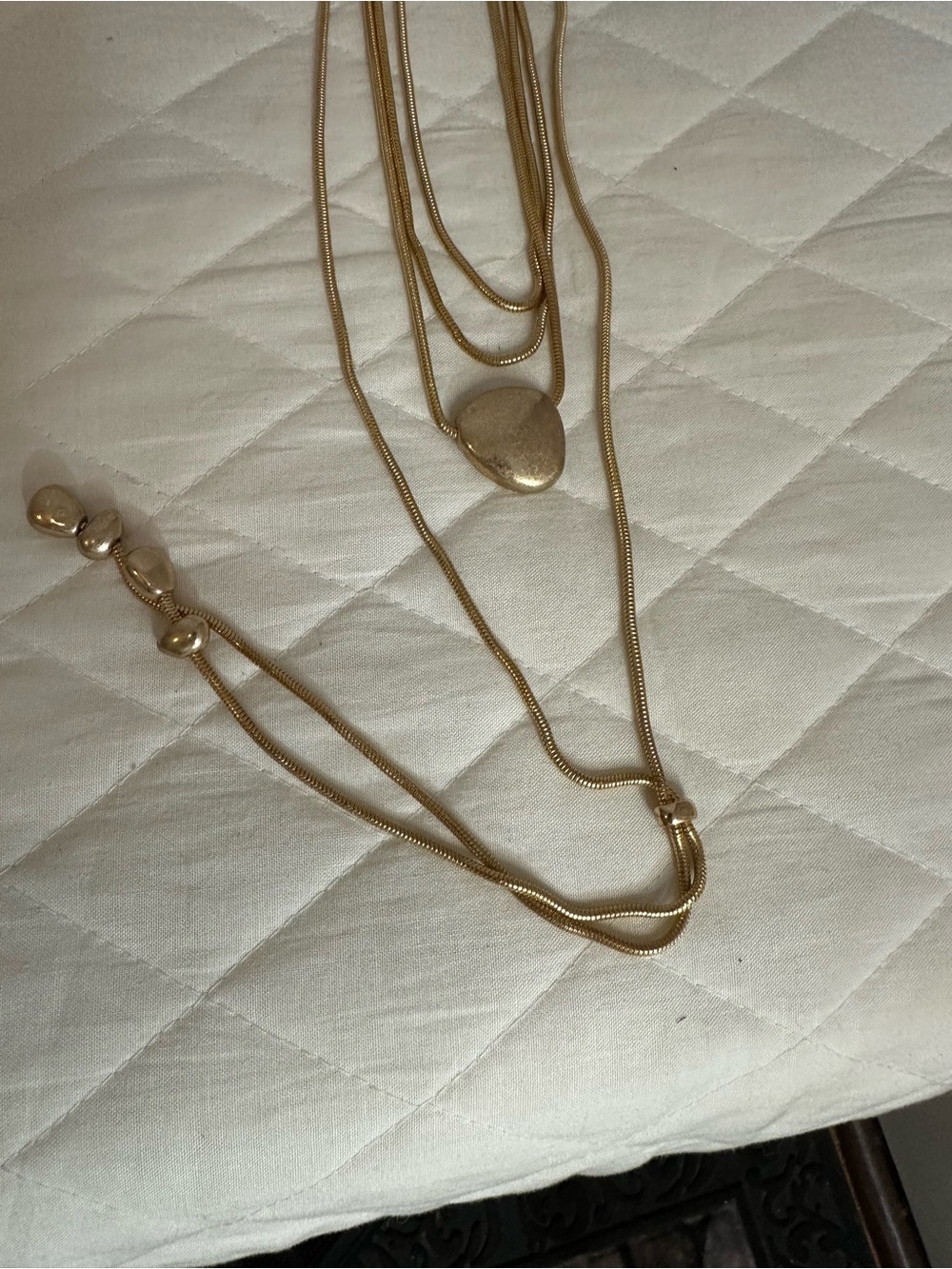 Gold Tone Long Layered Heart Pendant Necklace - Women Jewelry - Picture 4 of 7